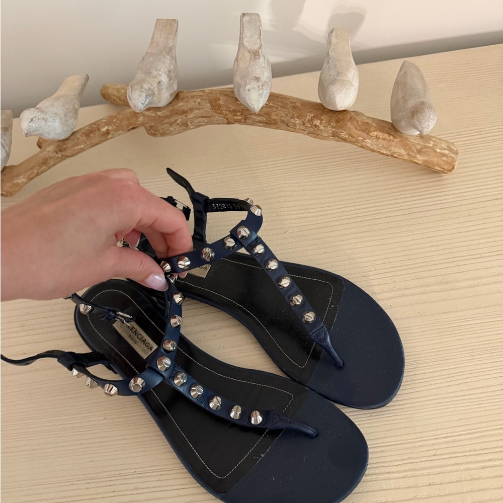 Balenciaga Studded Navy Sandals